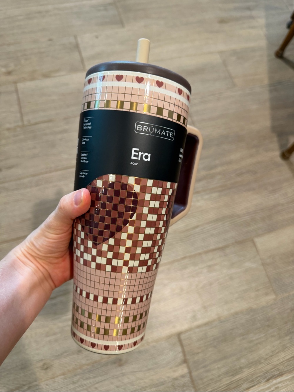 BrüMate Era 40oz Travel Tumbler - Pink and Brown Mosaic